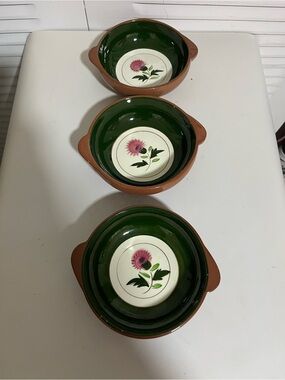 Stangl Pottery Thistle Lugged Soup Bowl set of 3.